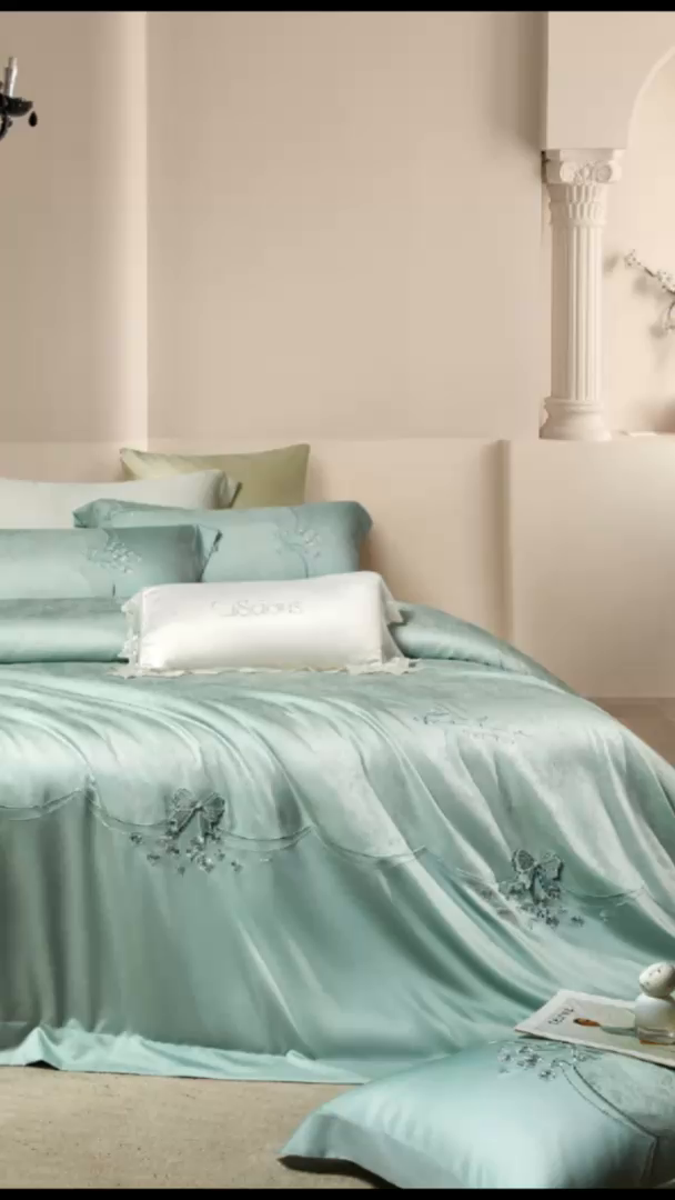 91家纺网 家纺一手货源 找家纺 蒂爵 2026新款天丝棉提花四件套 柔光兰