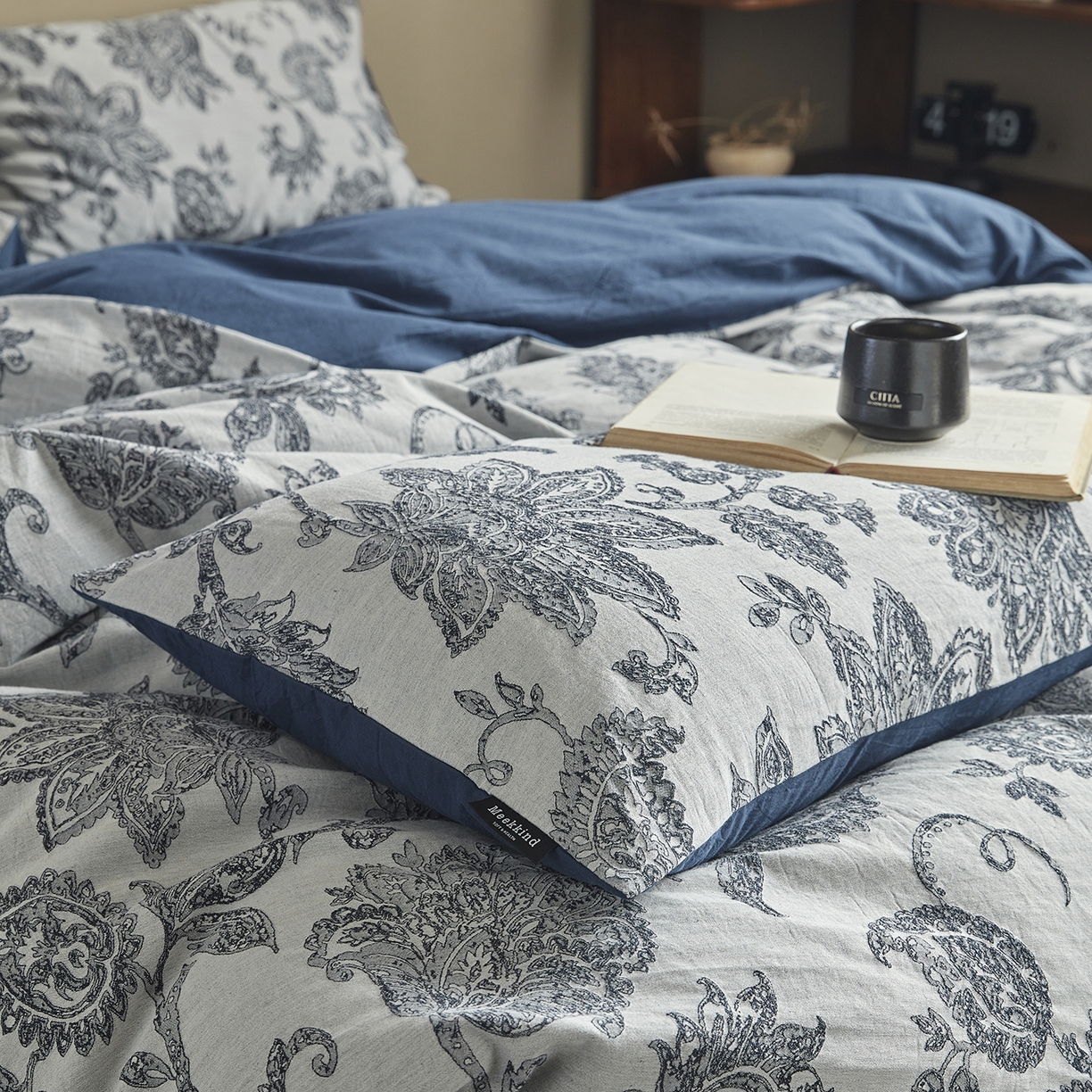 91家纺网 家纺一手货源 找家纺 风向标家纺 2026新款厚织提花麻感水洗全棉四件套-风格一 奈予-藏麻