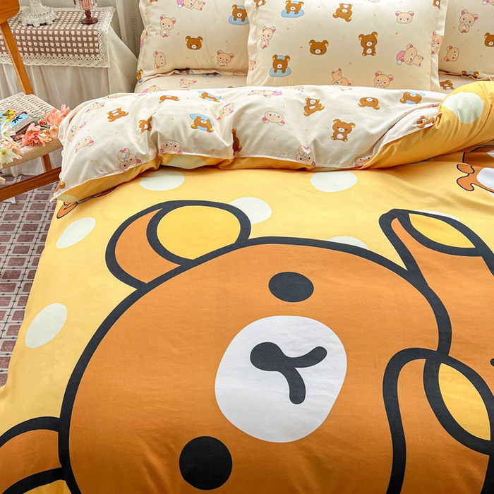 91家纺网 家纺一手货源 找家纺 KT猫直营店 2026新款卡通斜纹磨毛大版四件套 波点熊