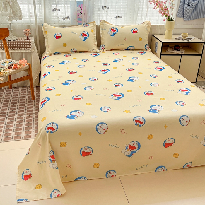 91家纺网 家纺一手货源 找家纺 KT猫直营店 2026新款卡通斜纹磨毛大版四件套 登月叮当-蓝