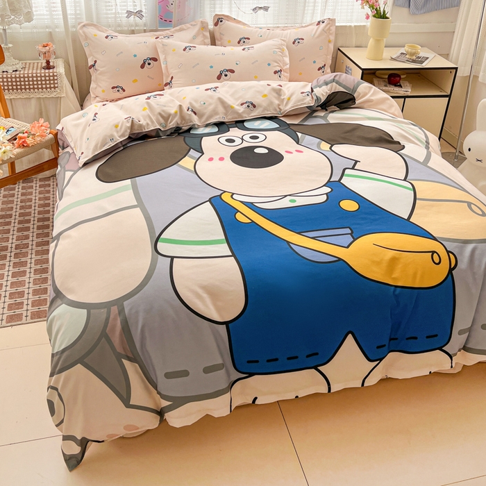 91家纺网 家纺一手货源 找家纺 KT猫直营店 2026新款卡通斜纹磨毛大版四件套 飞行汪