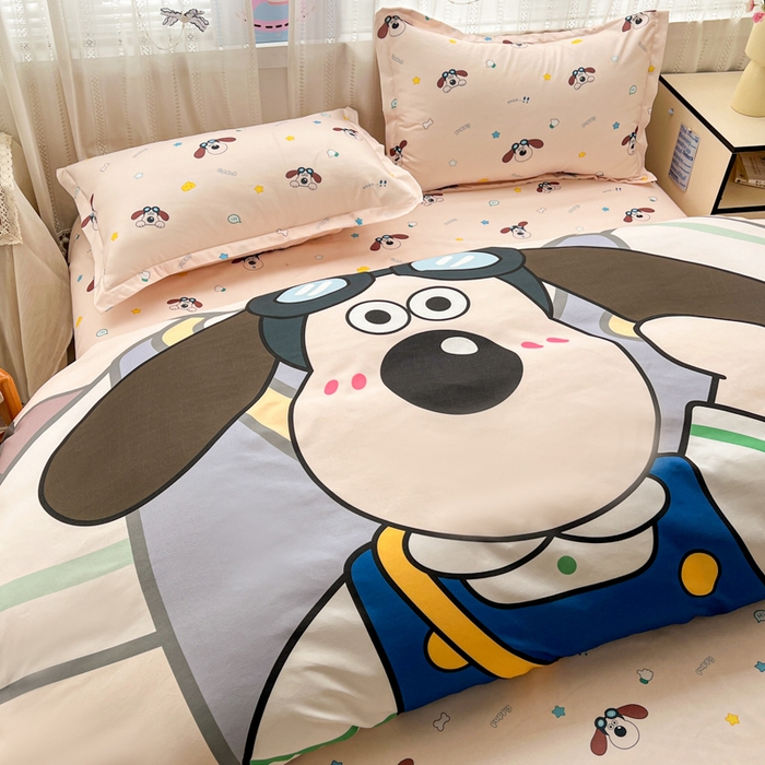 91家纺网 家纺一手货源 找家纺 KT猫直营店 2026新款卡通斜纹磨毛大版四件套 飞行汪