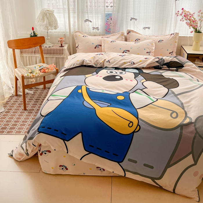 91家纺网 家纺一手货源 找家纺 KT猫直营店 2026新款卡通斜纹磨毛大版四件套 飞行汪