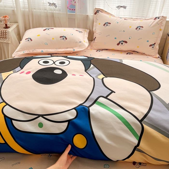 91家纺网 家纺一手货源 找家纺 KT猫直营店 2026新款卡通斜纹磨毛大版四件套 飞行汪