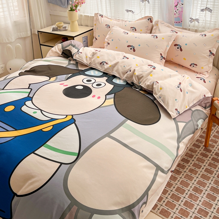 91家纺网 家纺一手货源 找家纺 KT猫直营店 2026新款卡通斜纹磨毛大版四件套 飞行汪