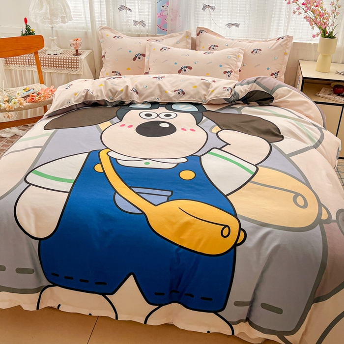 91家纺网 家纺一手货源 找家纺 KT猫直营店 2026新款卡通斜纹磨毛大版四件套 飞行汪