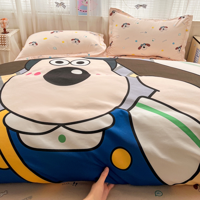 91家纺网 家纺一手货源 找家纺 KT猫直营店 2026新款卡通斜纹磨毛大版四件套 飞行汪