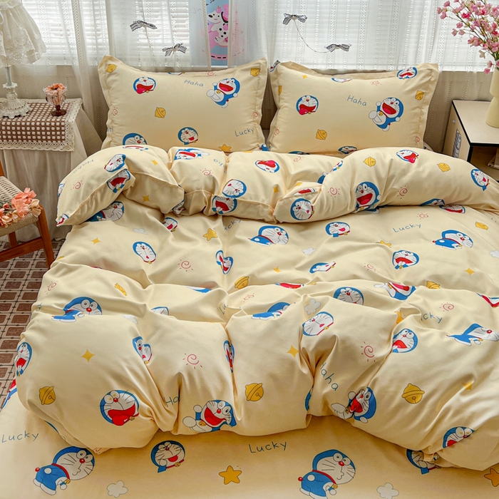 91家纺网 家纺一手货源 找家纺 KT猫直营店 2026新款卡通斜纹磨毛大版四件套 蓝胖子-黄