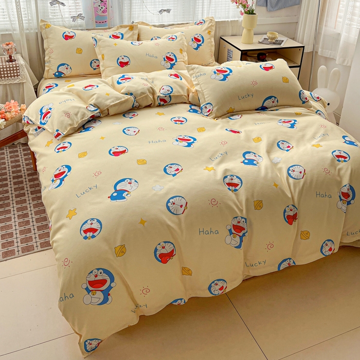 91家纺网 家纺一手货源 找家纺 KT猫直营店 2026新款卡通斜纹磨毛大版四件套 蓝胖子-黄