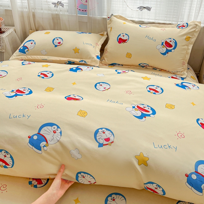 91家纺网 家纺一手货源 找家纺 KT猫直营店 2026新款卡通斜纹磨毛大版四件套 蓝胖子-黄