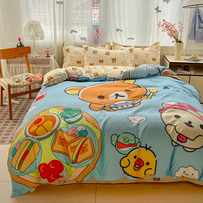 91家纺网 家纺一手货源 找家纺 KT猫直营店 2026新款卡通斜纹磨毛大版四件套 懒懒熊