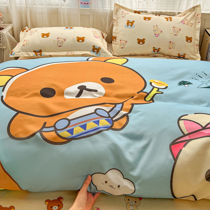 91家纺网 家纺一手货源 找家纺 KT猫直营店 2026新款卡通斜纹磨毛大版四件套 懒懒熊