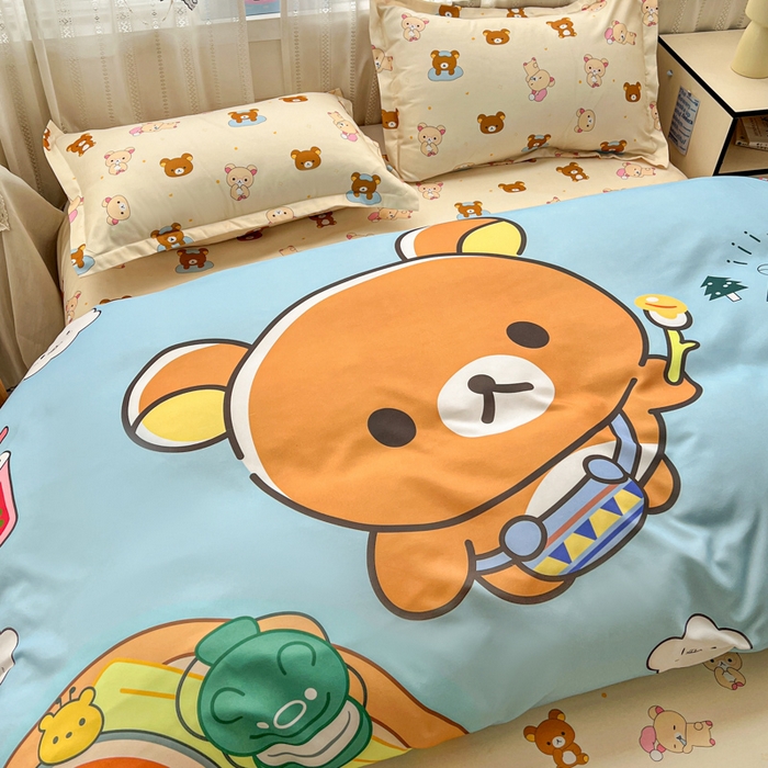 91家纺网 家纺一手货源 找家纺 KT猫直营店 2026新款卡通斜纹磨毛大版四件套 懒懒熊