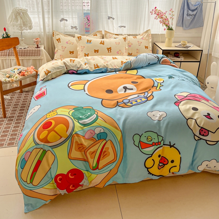 91家纺网 家纺一手货源 找家纺 KT猫直营店 2026新款卡通斜纹磨毛大版四件套 懒懒熊