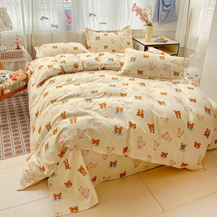 91家纺网 家纺一手货源 找家纺 KT猫直营店 2026新款卡通斜纹磨毛大版四件套 松弛小熊