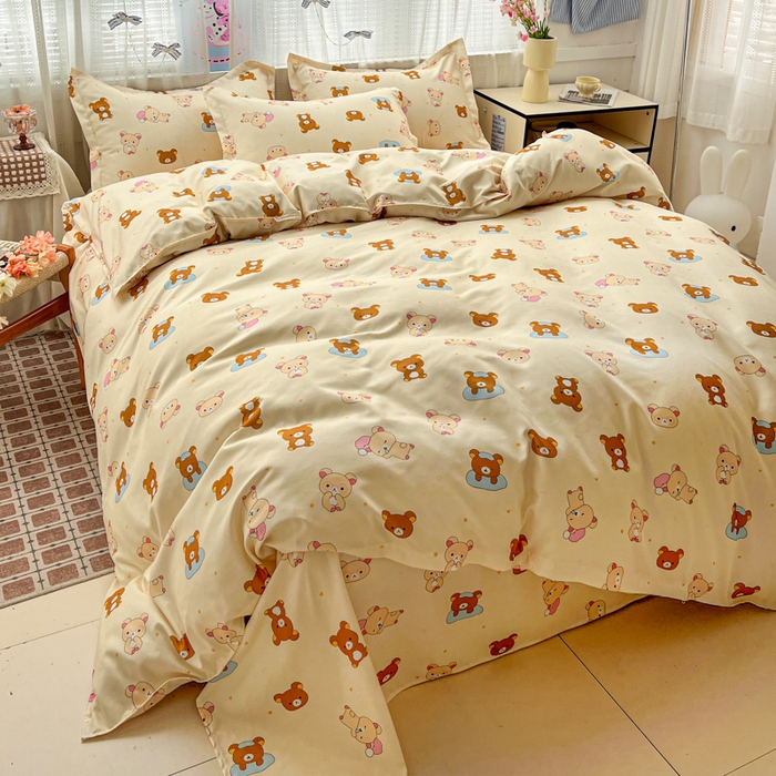 91家纺网 家纺一手货源 找家纺 KT猫直营店 2026新款卡通斜纹磨毛大版四件套 松弛小熊