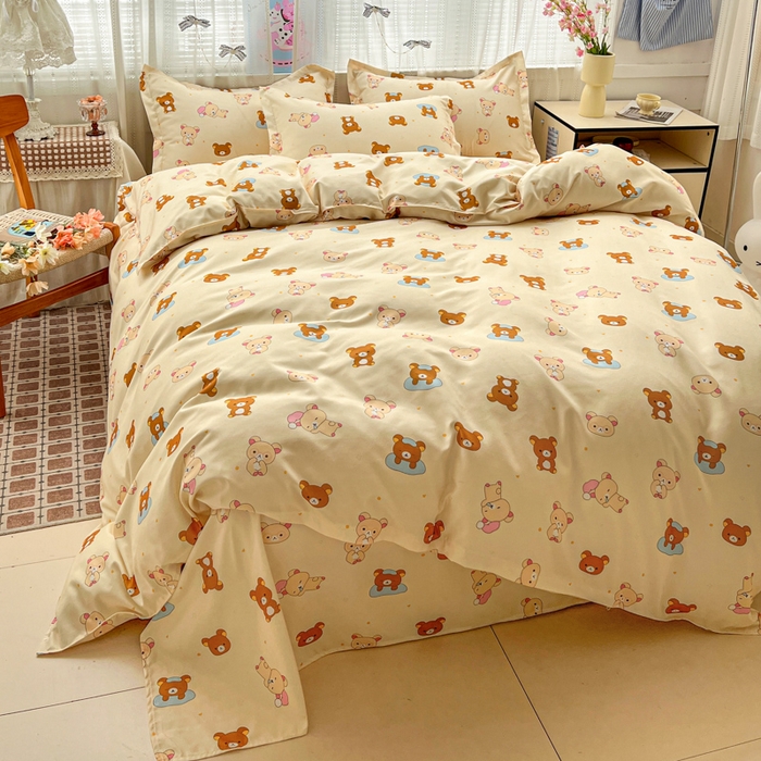 91家纺网 家纺一手货源 找家纺 KT猫直营店 2026新款卡通斜纹磨毛大版四件套 松弛小熊