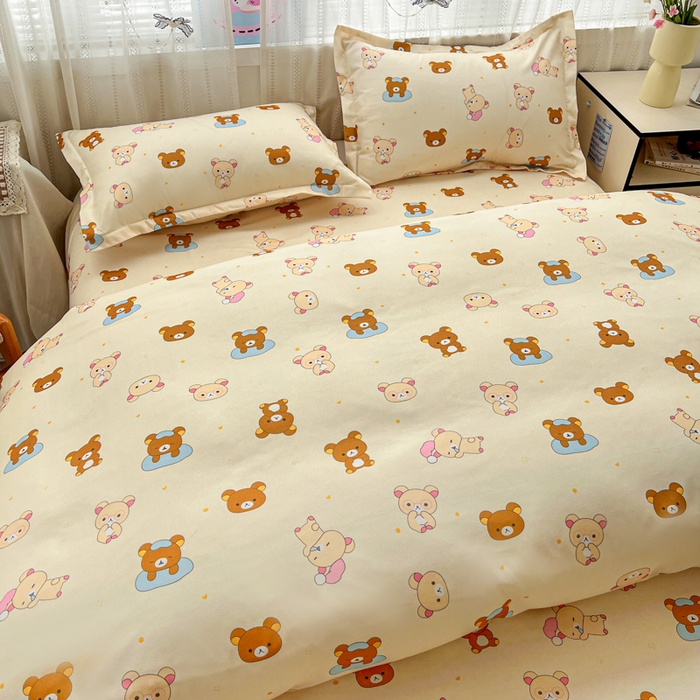 91家纺网 家纺一手货源 找家纺 KT猫直营店 2026新款卡通斜纹磨毛大版四件套 松弛小熊