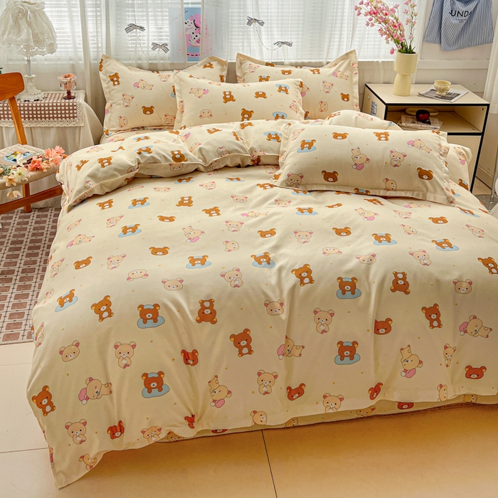 91家纺网 家纺一手货源 找家纺 KT猫直营店 2026新款卡通斜纹磨毛大版四件套 松弛小熊