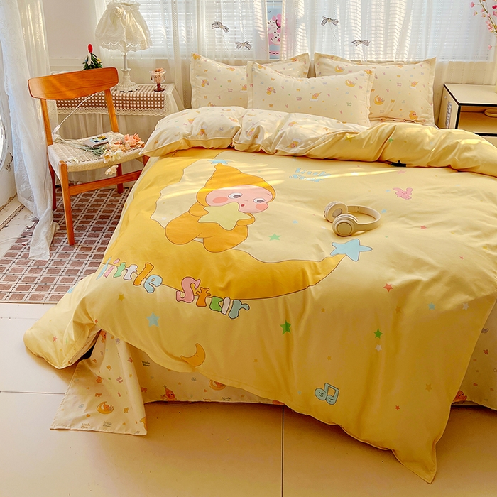 91家纺网 家纺一手货源 找家纺 KT猫直营店 2026新款卡通斜纹磨毛大版四件套 晚安小星