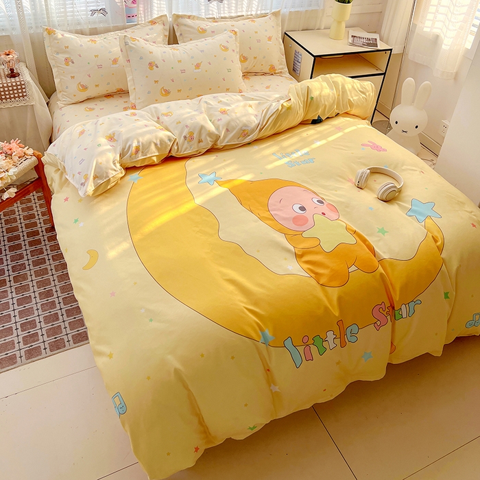 91家纺网 家纺一手货源 找家纺 KT猫直营店 2026新款卡通斜纹磨毛大版四件套 晚安小星