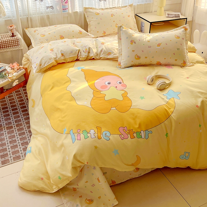 91家纺网 家纺一手货源 找家纺 KT猫直营店 2026新款卡通斜纹磨毛大版四件套 晚安小星