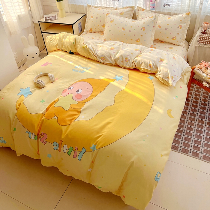 91家纺网 家纺一手货源 找家纺 KT猫直营店 2026新款卡通斜纹磨毛大版四件套 晚安小星