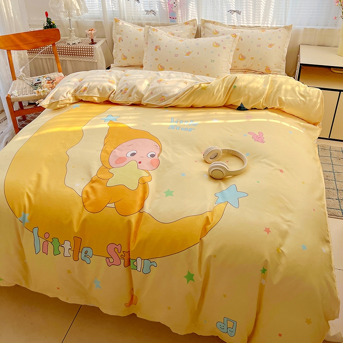 91家纺网 家纺一手货源 找家纺 KT猫直营店 2026新款卡通斜纹磨毛大版四件套 晚安小星