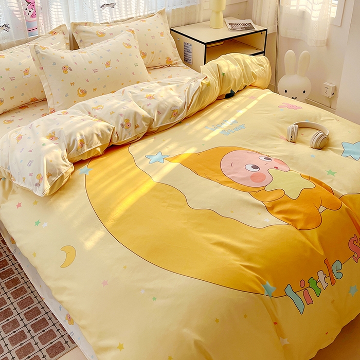 91家纺网 家纺一手货源 找家纺 KT猫直营店 2026新款卡通斜纹磨毛大版四件套 晚安小星