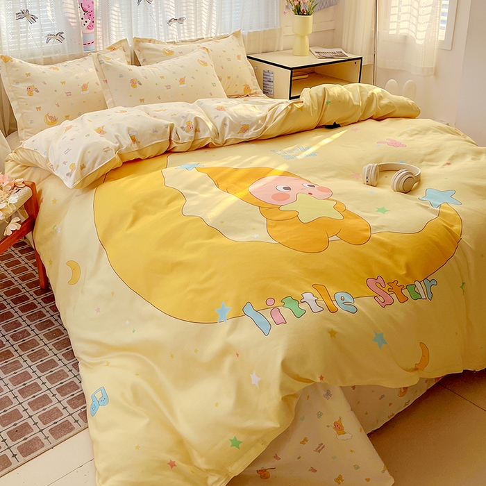 91家纺网 家纺一手货源 找家纺 KT猫直营店 2026新款卡通斜纹磨毛大版四件套 晚安小星