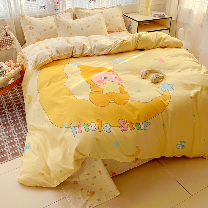 91家纺网 家纺一手货源 找家纺 KT猫直营店 2026新款卡通斜纹磨毛大版四件套 晚安小星