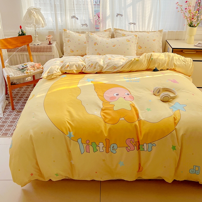 91家纺网 家纺一手货源 找家纺 KT猫直营店 2026新款卡通斜纹磨毛大版四件套 晚安小星