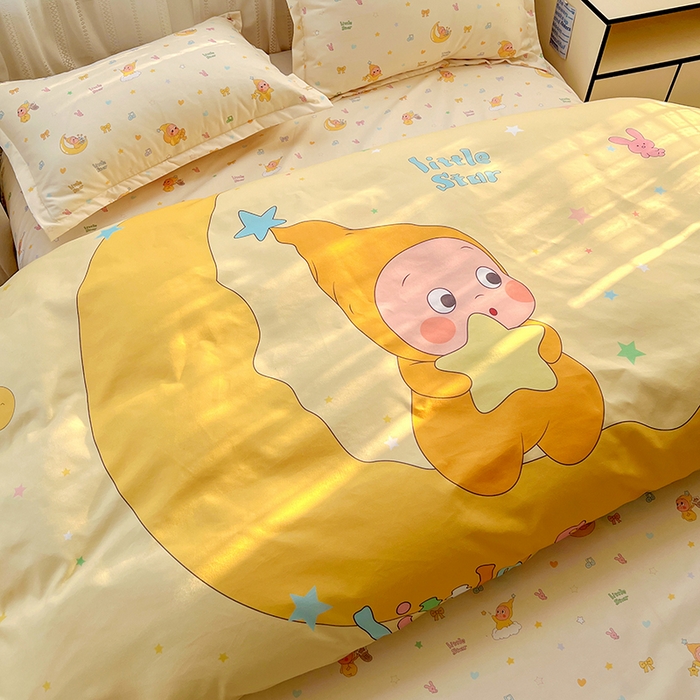 91家纺网 家纺一手货源 找家纺 KT猫直营店 2026新款卡通斜纹磨毛大版四件套 晚安小星