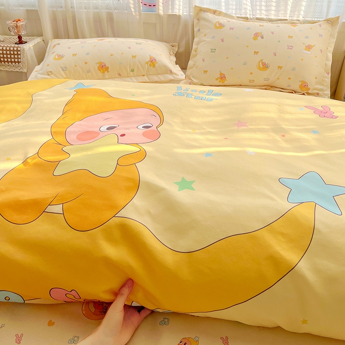 91家纺网 家纺一手货源 找家纺 KT猫直营店 2026新款卡通斜纹磨毛大版四件套 晚安小星