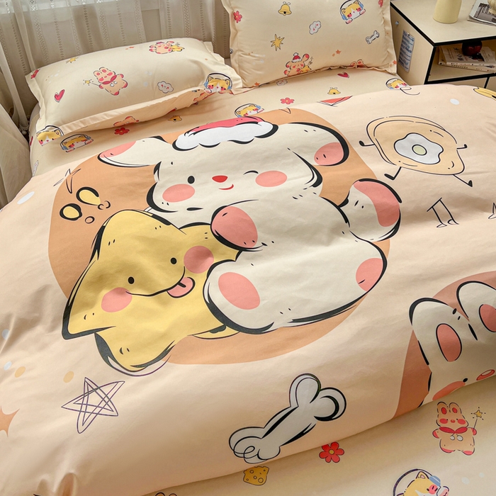 91家纺网 家纺一手货源 找家纺 KT猫直营店 2026新款卡通斜纹磨毛大版四件套 小确幸