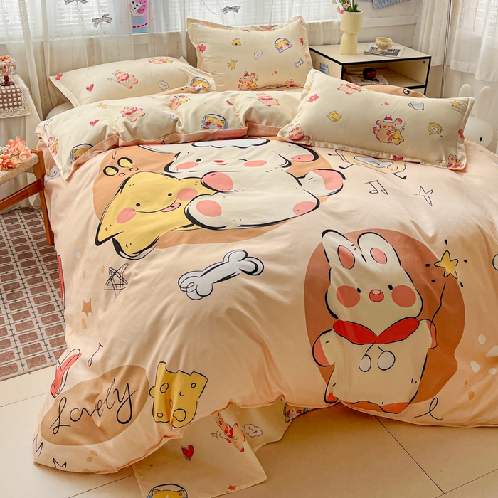 91家纺网 家纺一手货源 找家纺 KT猫直营店 2026新款卡通斜纹磨毛大版四件套 小确幸