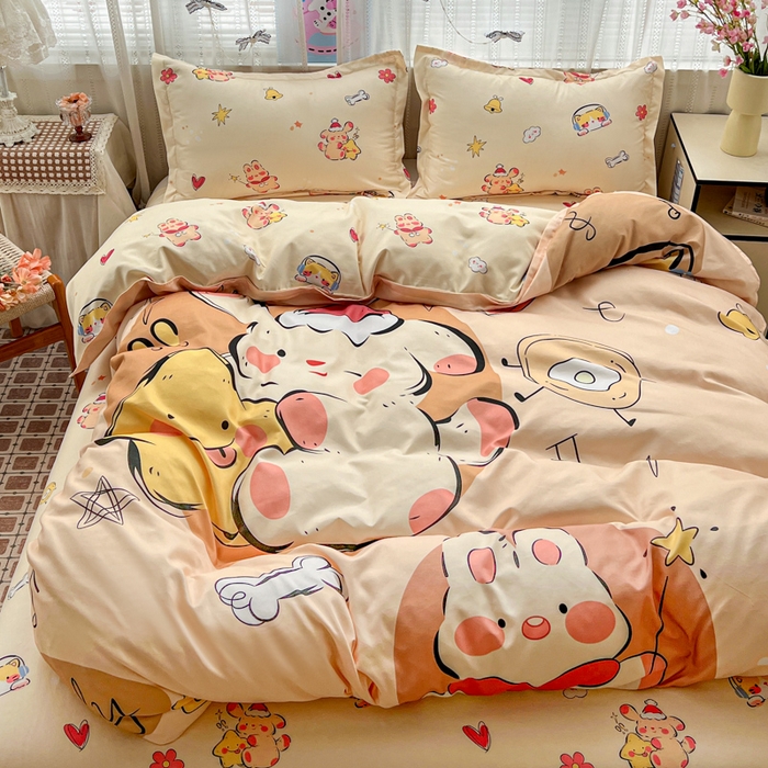 91家纺网 家纺一手货源 找家纺 KT猫直营店 2026新款卡通斜纹磨毛大版四件套 小确幸