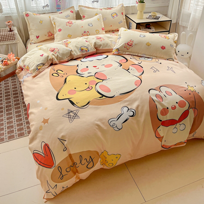 91家纺网 家纺一手货源 找家纺 KT猫直营店 2026新款卡通斜纹磨毛大版四件套 小确幸