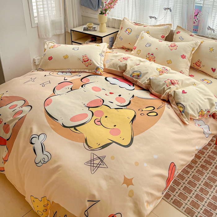 91家纺网 家纺一手货源 找家纺 KT猫直营店 2026新款卡通斜纹磨毛大版四件套 小确幸