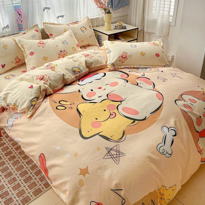 91家纺网 家纺一手货源 找家纺 KT猫直营店 2026新款卡通斜纹磨毛大版四件套 小确幸