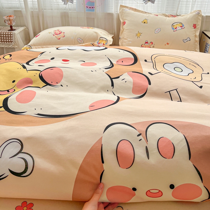 91家纺网 家纺一手货源 找家纺 KT猫直营店 2026新款卡通斜纹磨毛大版四件套 小确幸