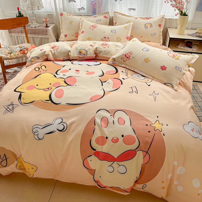 91家纺网 家纺一手货源 找家纺 KT猫直营店 2026新款卡通斜纹磨毛大版四件套 小确幸