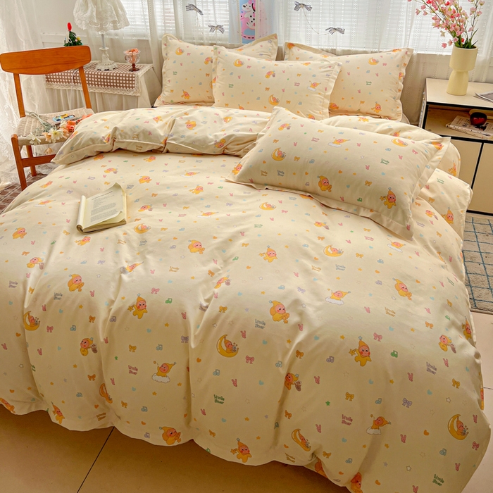 91家纺网 家纺一手货源 找家纺 KT猫直营店 2026新款卡通斜纹磨毛大版四件套 星星人