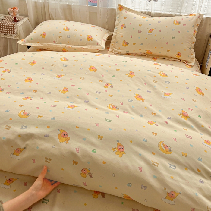 91家纺网 家纺一手货源 找家纺 KT猫直营店 2026新款卡通斜纹磨毛大版四件套 星星人