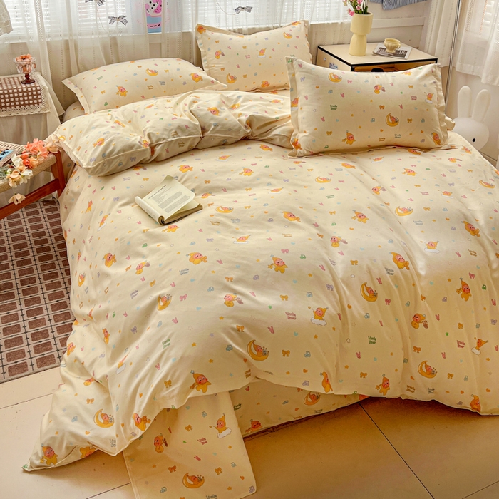 91家纺网 家纺一手货源 找家纺 KT猫直营店 2026新款卡通斜纹磨毛大版四件套 星星人