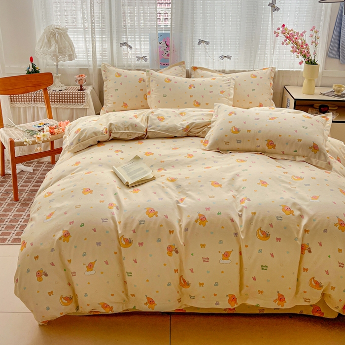 91家纺网 家纺一手货源 找家纺 KT猫直营店 2026新款卡通斜纹磨毛大版四件套 星星人