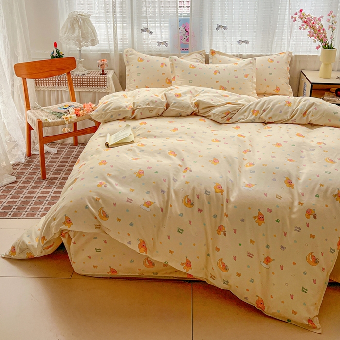 91家纺网 家纺一手货源 找家纺 KT猫直营店 2026新款卡通斜纹磨毛大版四件套 星星人