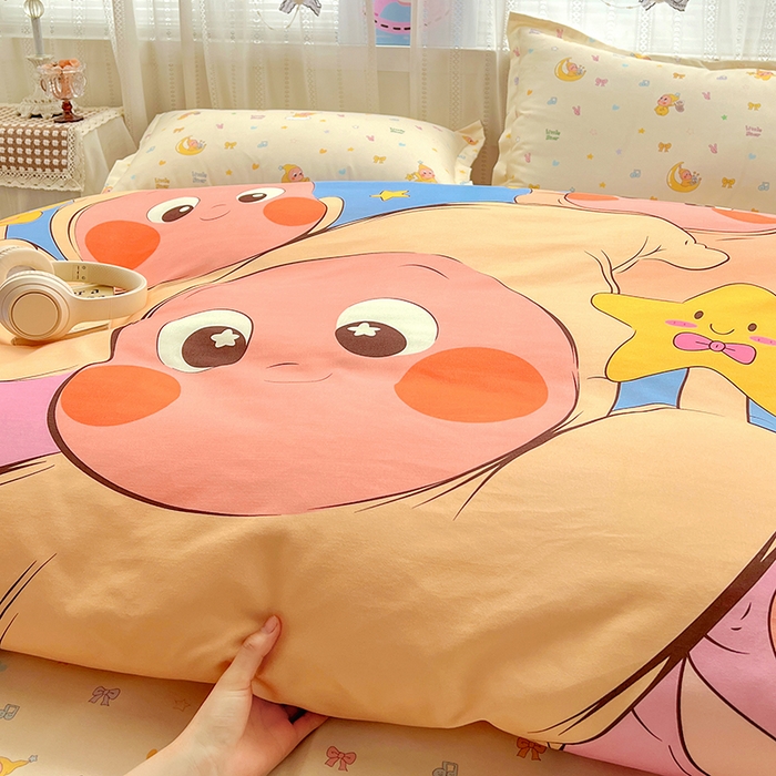 91家纺网 家纺一手货源 找家纺 KT猫直营店 2026新款卡通斜纹磨毛大版四件套 星星人派对