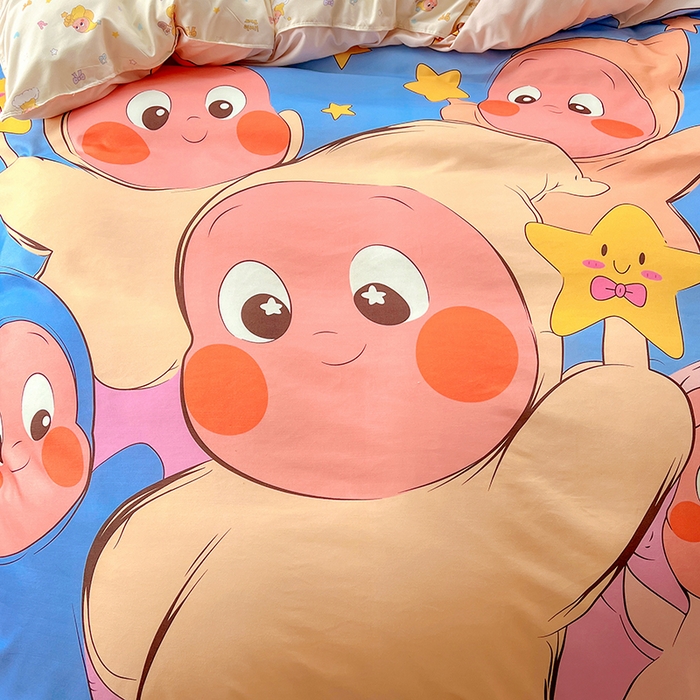 91家纺网 家纺一手货源 找家纺 KT猫直营店 2026新款卡通斜纹磨毛大版四件套 星星人派对