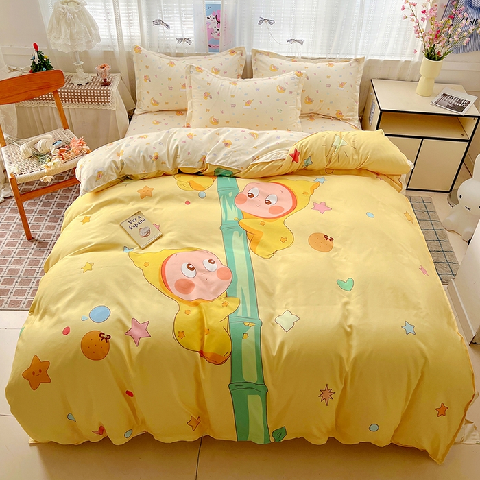 KT猫直营店 2026新款卡通斜纹磨毛大版四件套 星芽芽